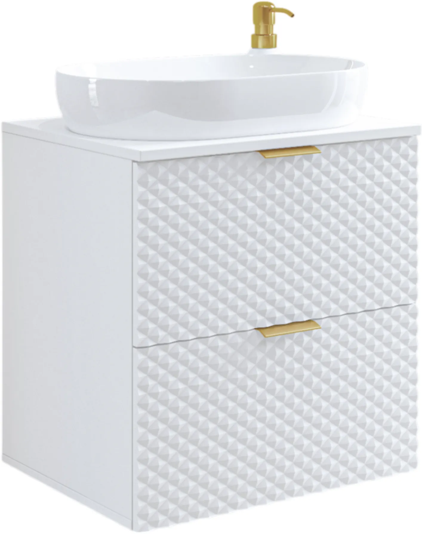 Szafka pod umywalkę LAURA wisząca z 2 szufladami 60 cm - biała - 3097NM47