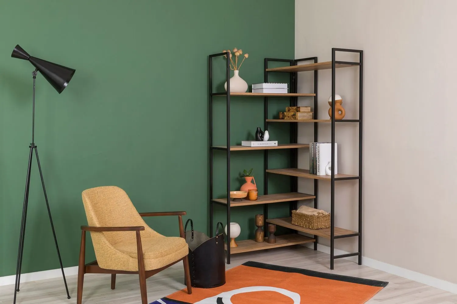 Regał narożny otwarty EDRA RAFIX 94x177 cm sosna atlantycka czarny - ASI_863SPH5130