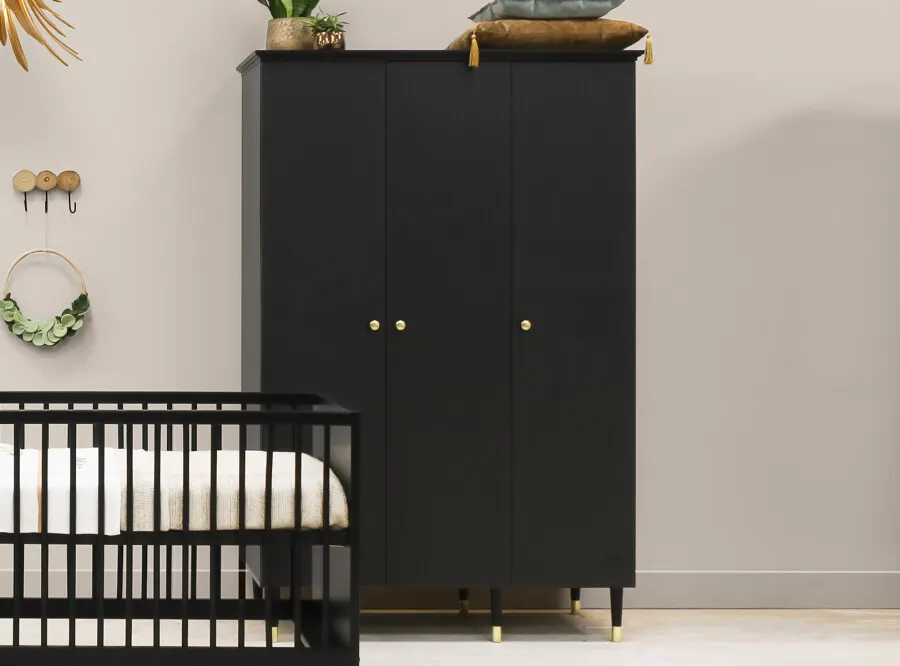 Łóżeczko niemowlęce CLEO regulacja wysokości 70x140 czarno-złote - BAN_CLE-6