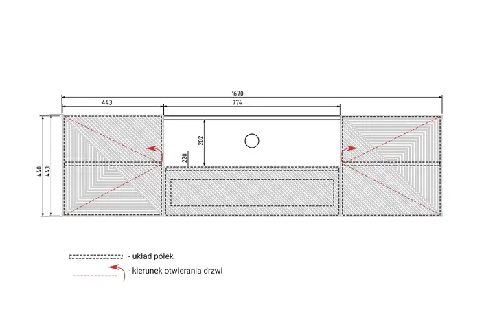 Szafka RTV ASHA 167 - biały mat - ryflowany front - wisząca — zdjęcie 11