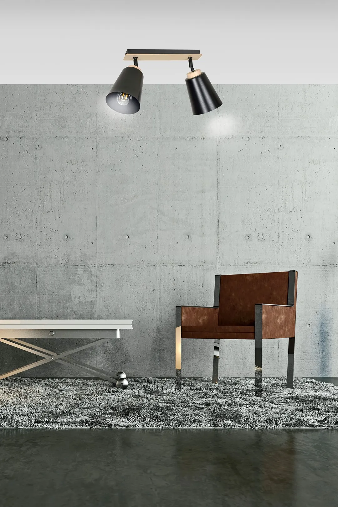 Lampa sufitowa ATLAS 2 czarny naturalny — zdjęcie 9