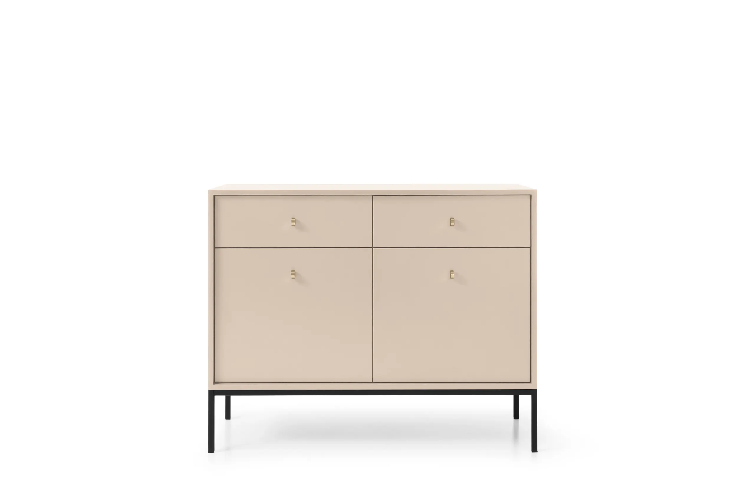 Komoda 2-drzwiowa z 2 szufladami MONO Piaskowy, Czarny - MONO_MKSZ104_PIASKCZ