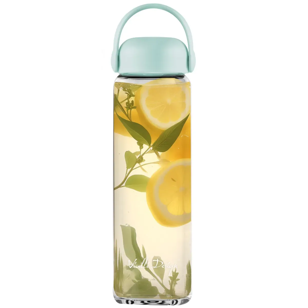 Butelka szklana na wodę FUORI 540 ml miętowa - KU_5901638730251