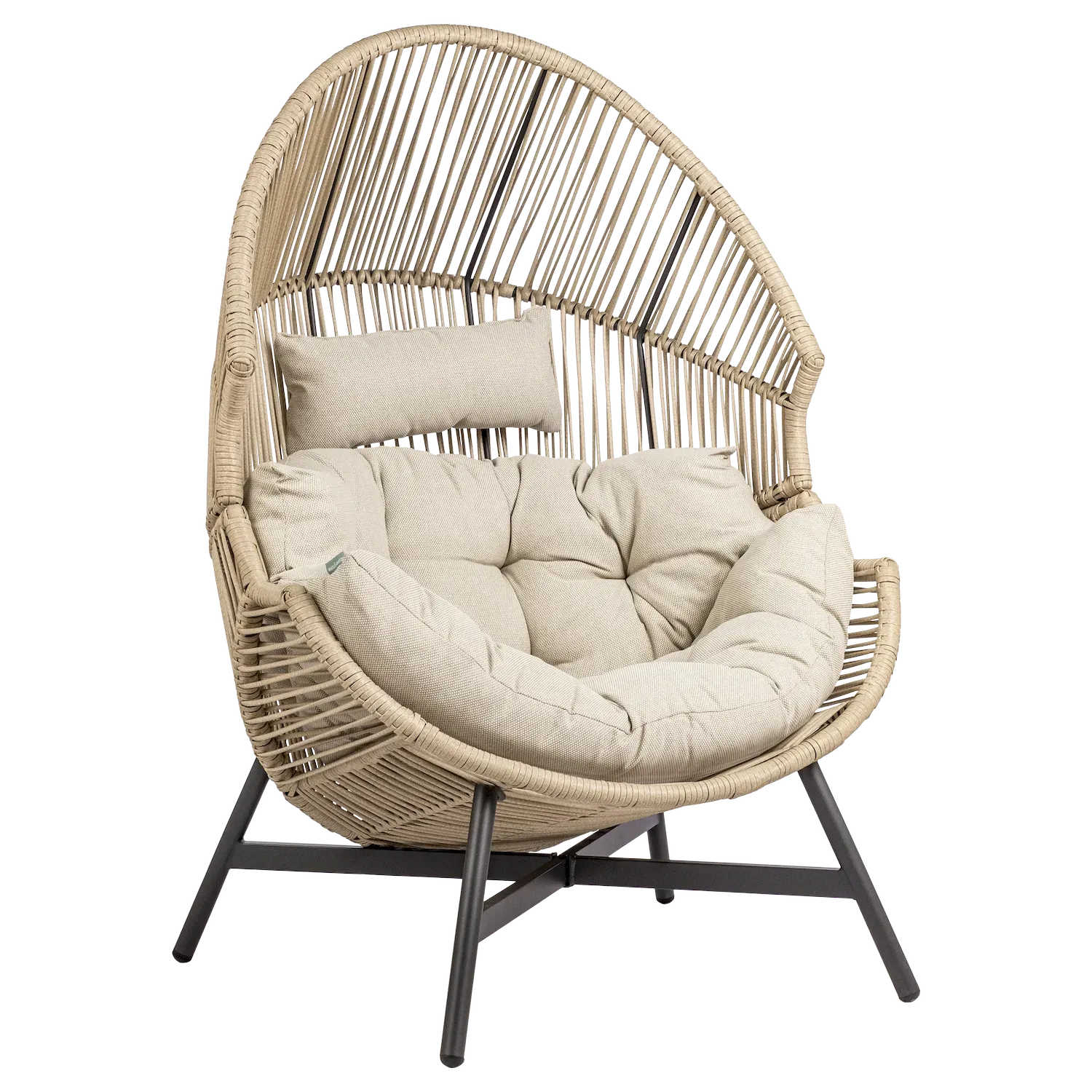 Fotel ogrodowy polirattanowy HOLAND z poduszką beżowy Fotel ogrodowy polirattanowy HOLAND z poduszką beżowy