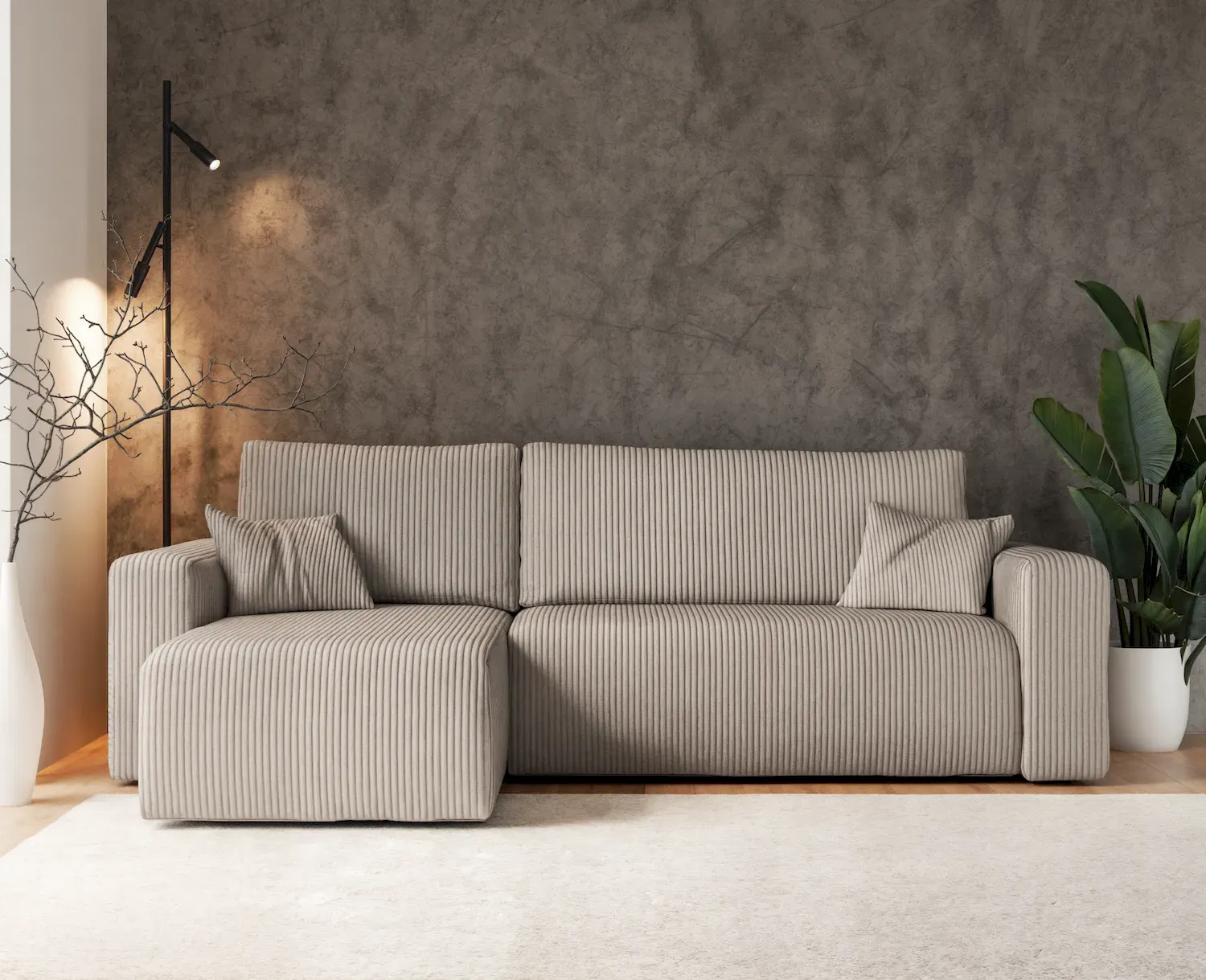 Narożnik uniwersalny PIANO L tkanina Poso 02 cappuccino - NAROZNIK_PIANO_POSO02