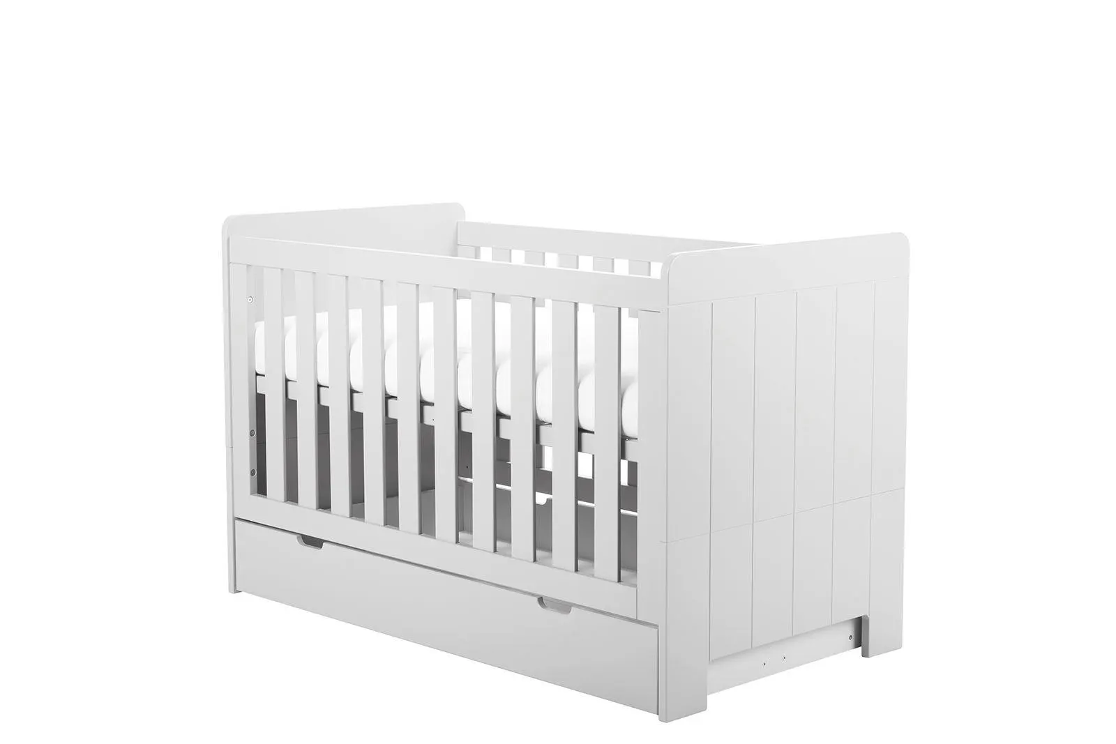 Łóżeczko dziecięce CALMO 60x120 z regulacją wysokości białe - PIN_021-010-110