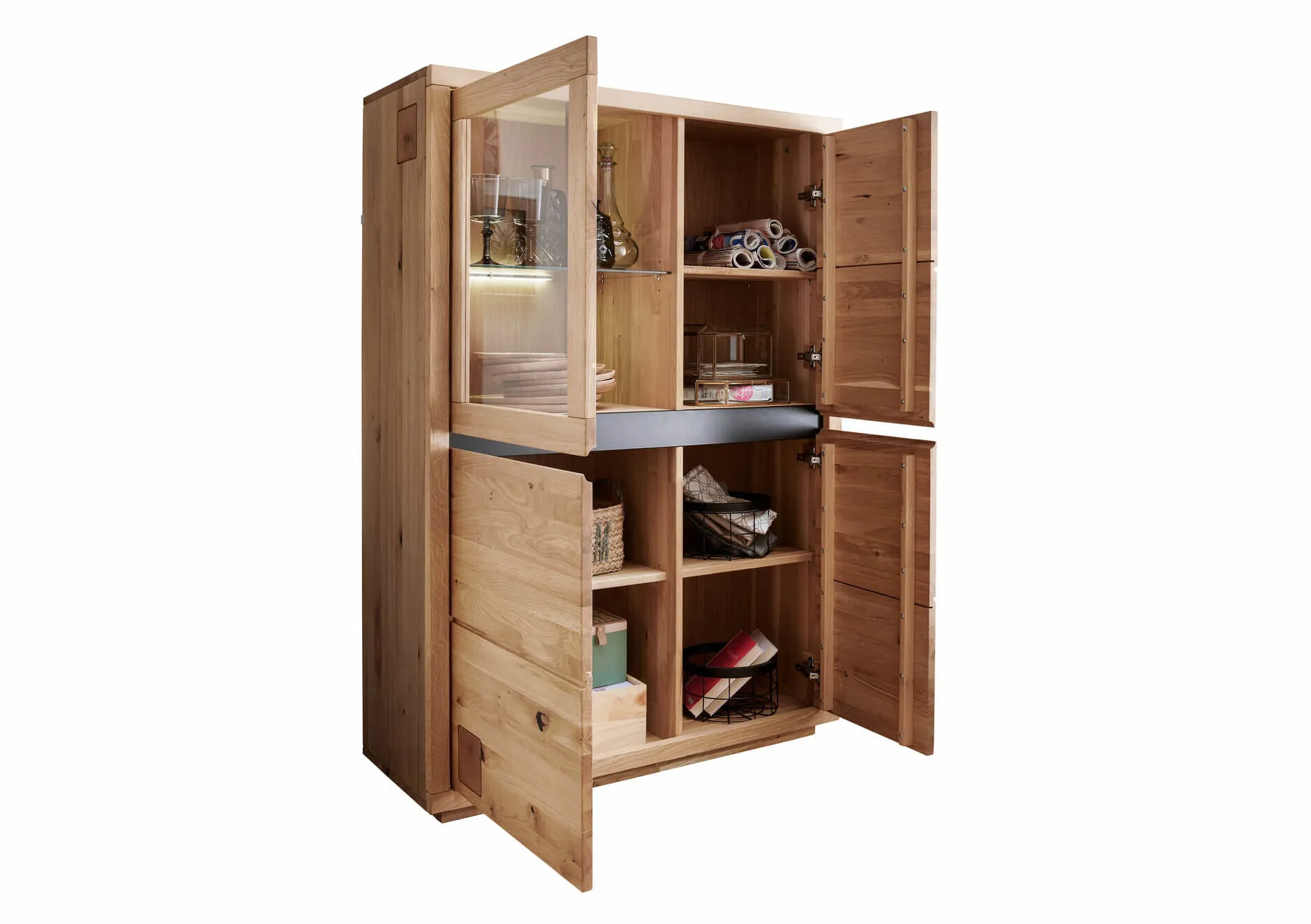 Kredens dębowy z przeszkleniem HALLOW 103x148 lewy - GK_1031596701