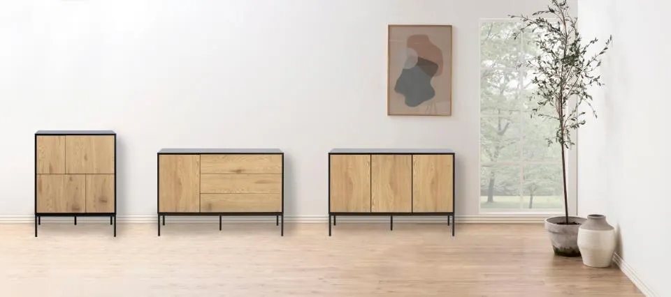 Komoda 4-drzwiowa MOODY 80x40x103 Naturalny, Czarny — zdjęcie 11