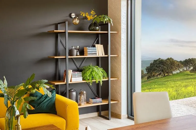 Regał dębowo-metalowy RG370 Naturalny 130x180 DREWMAX - 33492