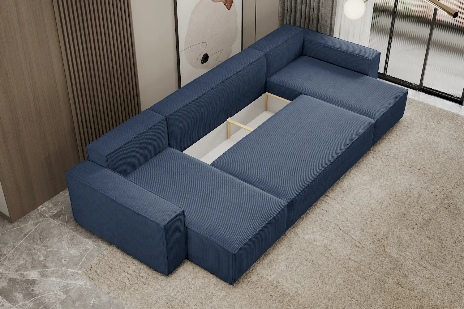 Narożnik uniwersalny KARL U rozkładany tkanina Poso 05 kobaltowy - NAROZNIK_KARL_U_POSO05