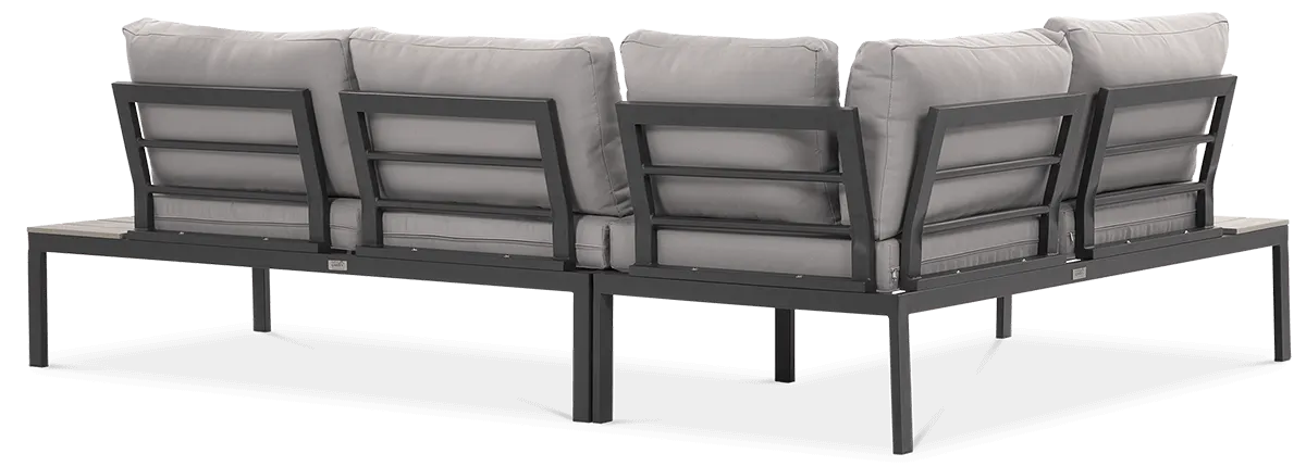 Narożnik ogrodowy modułowy ze stolikiem FREEMONT stalowy jasnoszary - FG001496