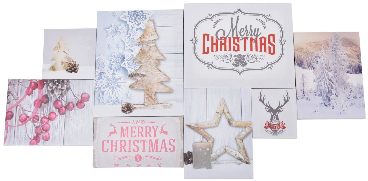 Zestaw 8 OBRAZKÓW ŚWIĄTECZNYCH 40x80 cm wielokolorowy