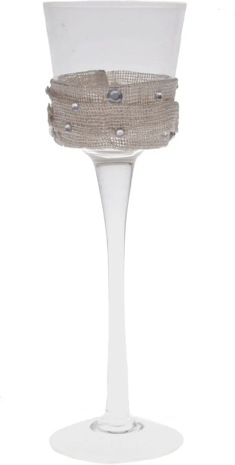 ŚWIECZNIK na nodze z jutą WYSOKI wielokolorowy