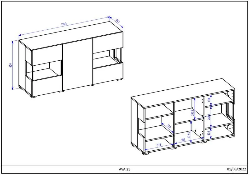 Komoda 3-drzwiowa szklana AVA stojąca/wisząca 120 cm dąb artisan - 24RCLM25