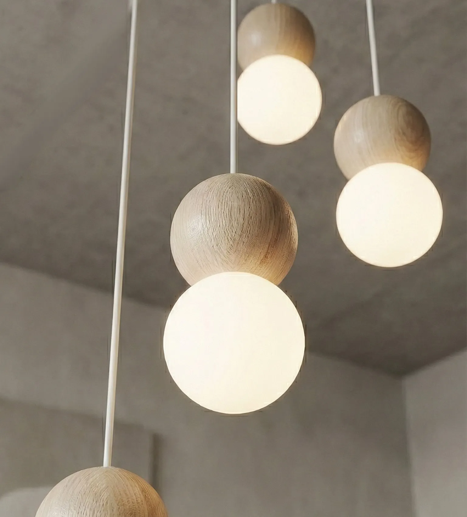 lampa, pendant, drewno, globka, oświetlenie