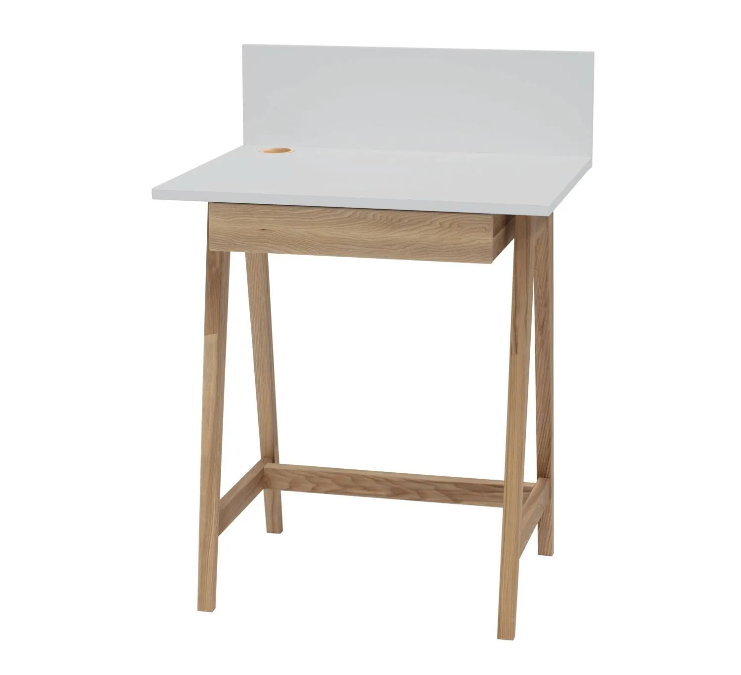 Biurko z szufladą i panelem LUKA 65x50 jasnoszare/jesionowe nogi