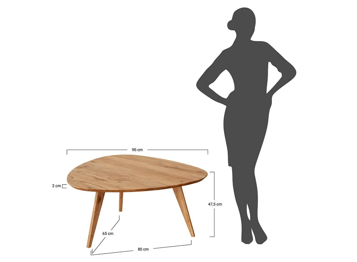 Stolik kawowy dębowy ORBETELLO owalny 95x96 cm - dąb olejowany - 3SORB59