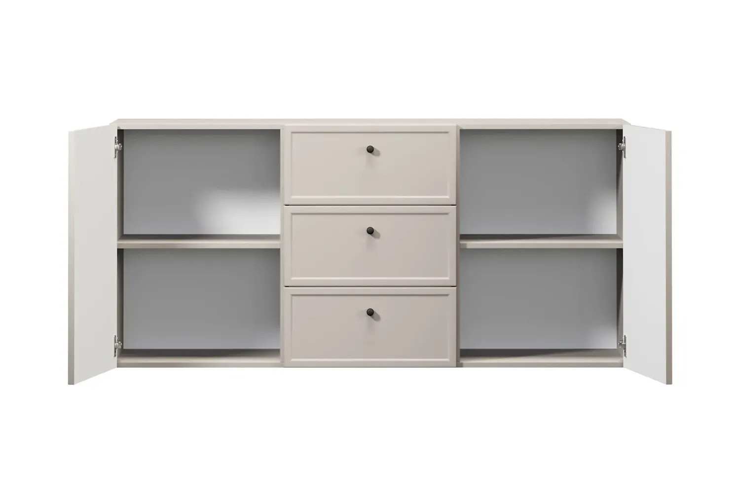 Komoda wisząca 2-drzwoiowa z 3 szufladami LORINI 150 - cashmere gałka czarna - B_166771