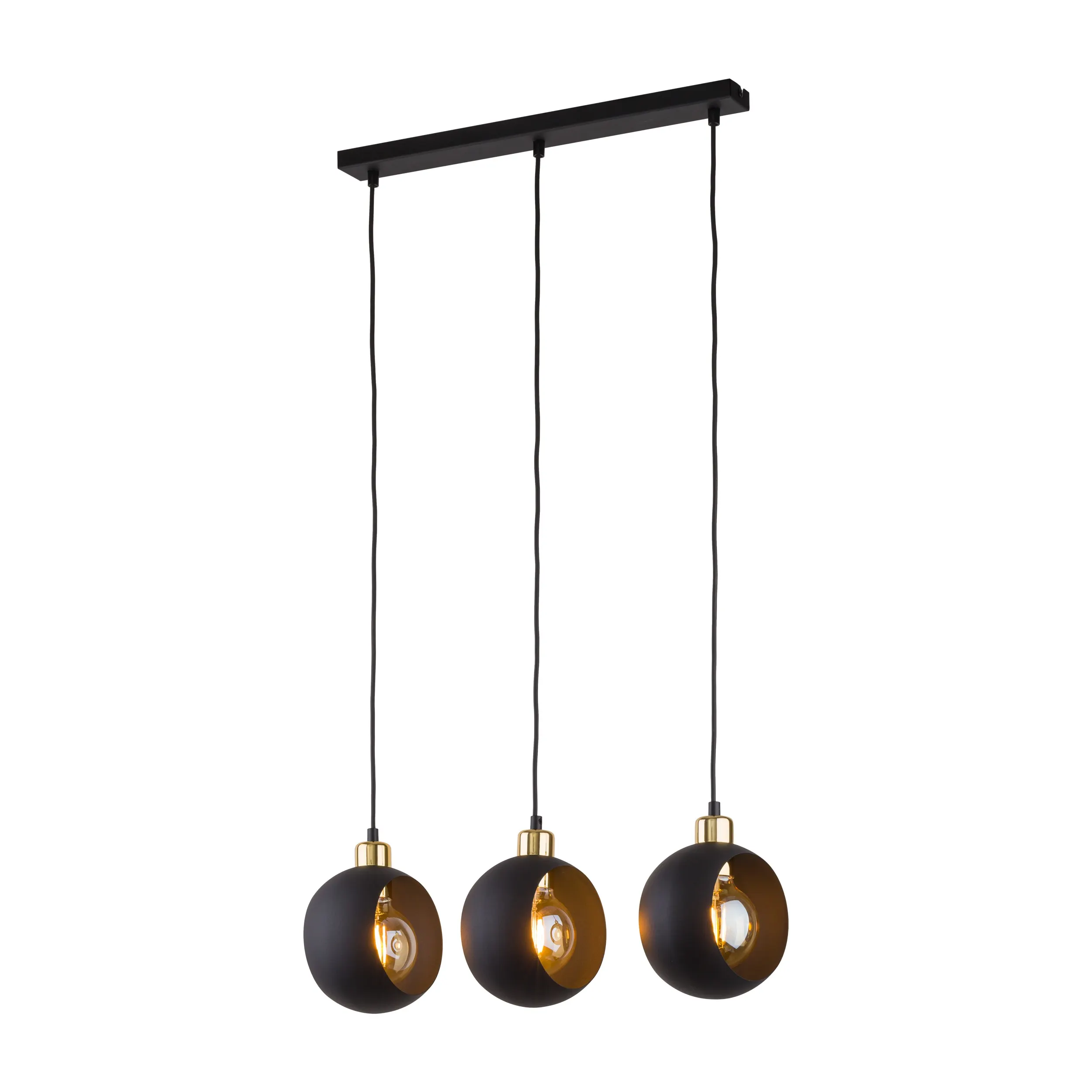 Lampa wisząca CYKLOP czarna ze złotymi elementami na metalowej listwie 127x61x17cm - TK_2753