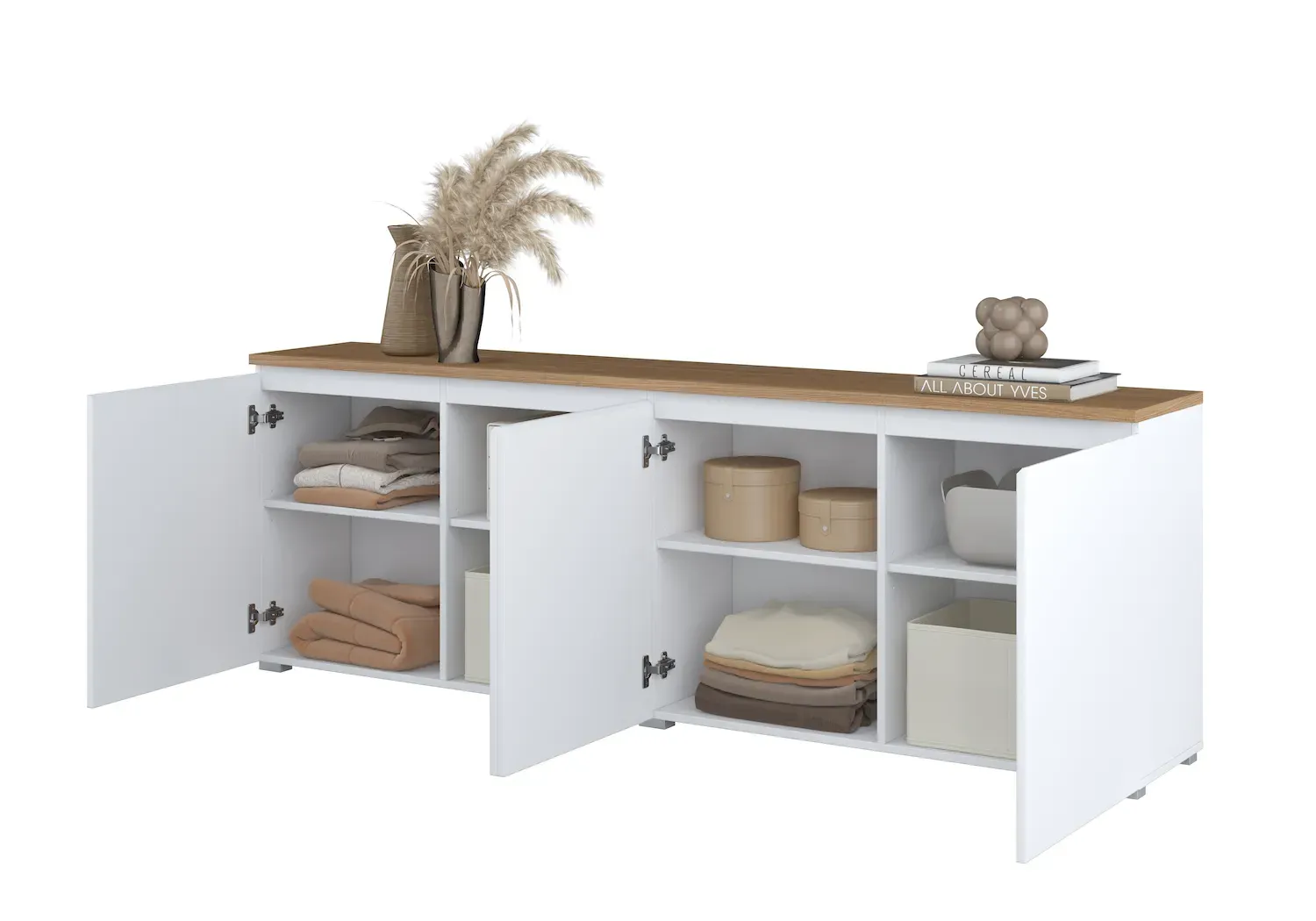 Komoda 4-drzwiowa z MODO 200cm biały dąb mauvella - 247VOJ25