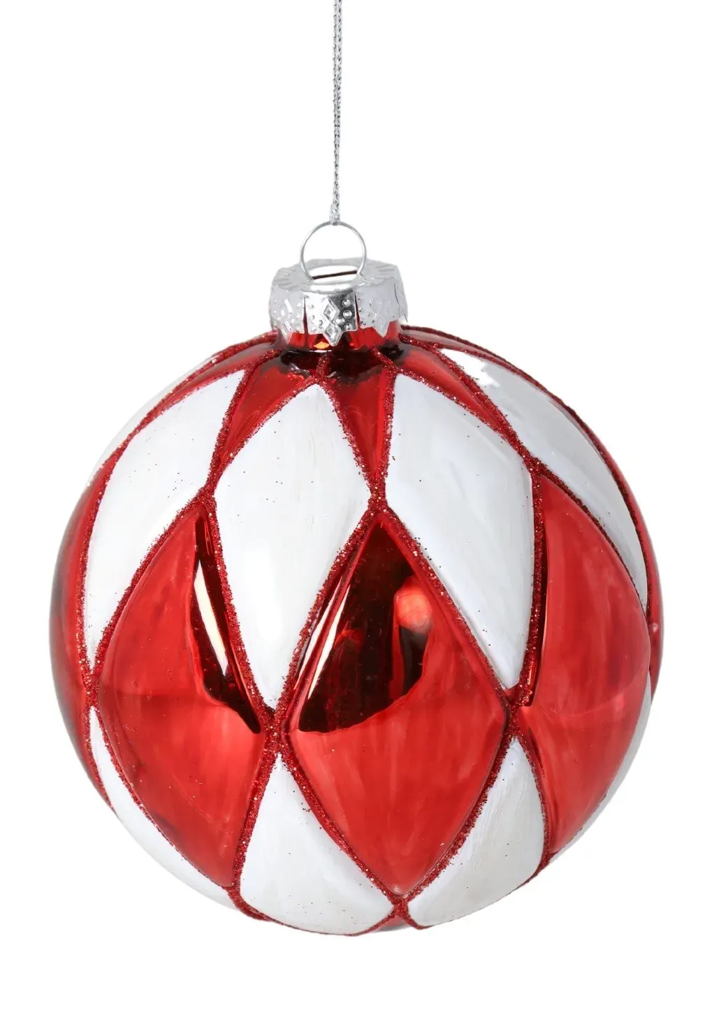 Bombka szklana 12 sztuk CZERWONO-BIAŁA duża DISPLAY 4058 Bombka szklana 12 sztuk CZERWONO-BIAŁA duża DISPLAY 4058