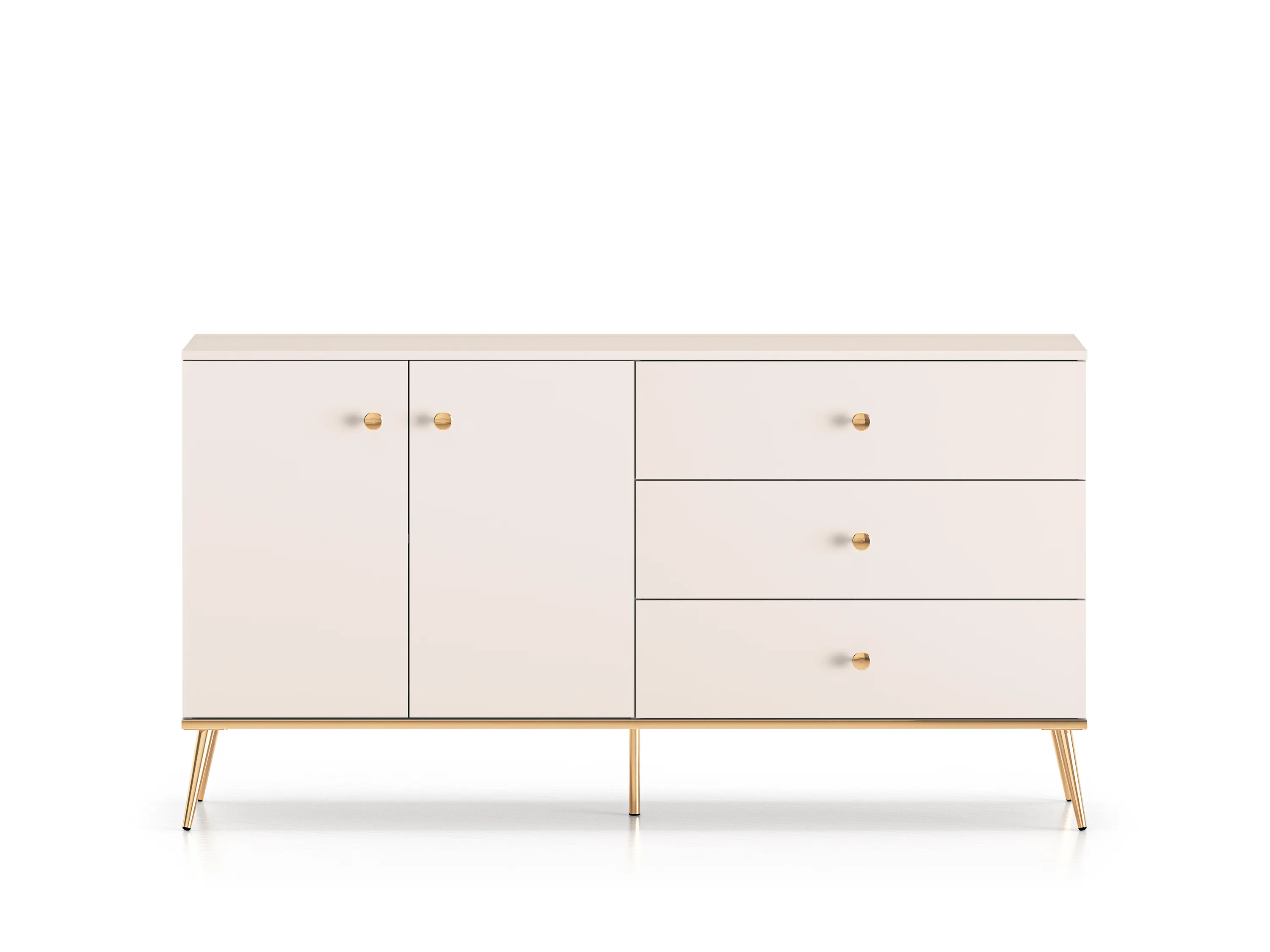 Komoda 2-drzwiowa z 3 szufladami SELGIN 03 kaszmirowy, złoty