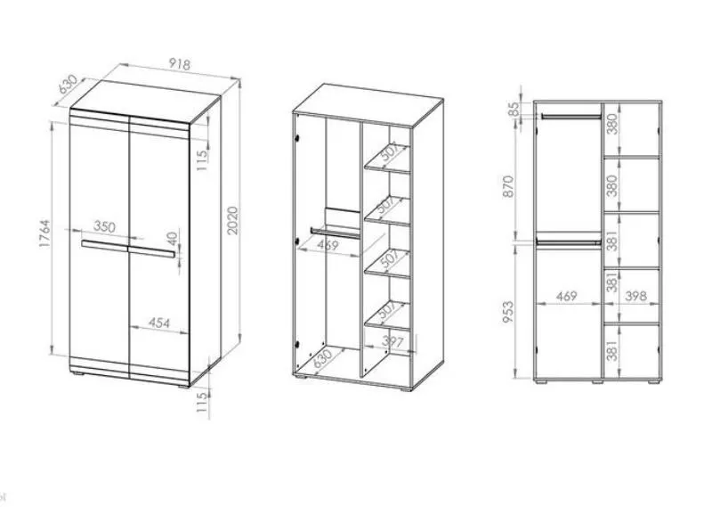 30685-szafa-blanco-01-sosna-sniezna-ml-meble Szafa 2-drzwiowa z półkami i drążkami BLANCO 01 sosna śnieżna - 1BLAN01-001
