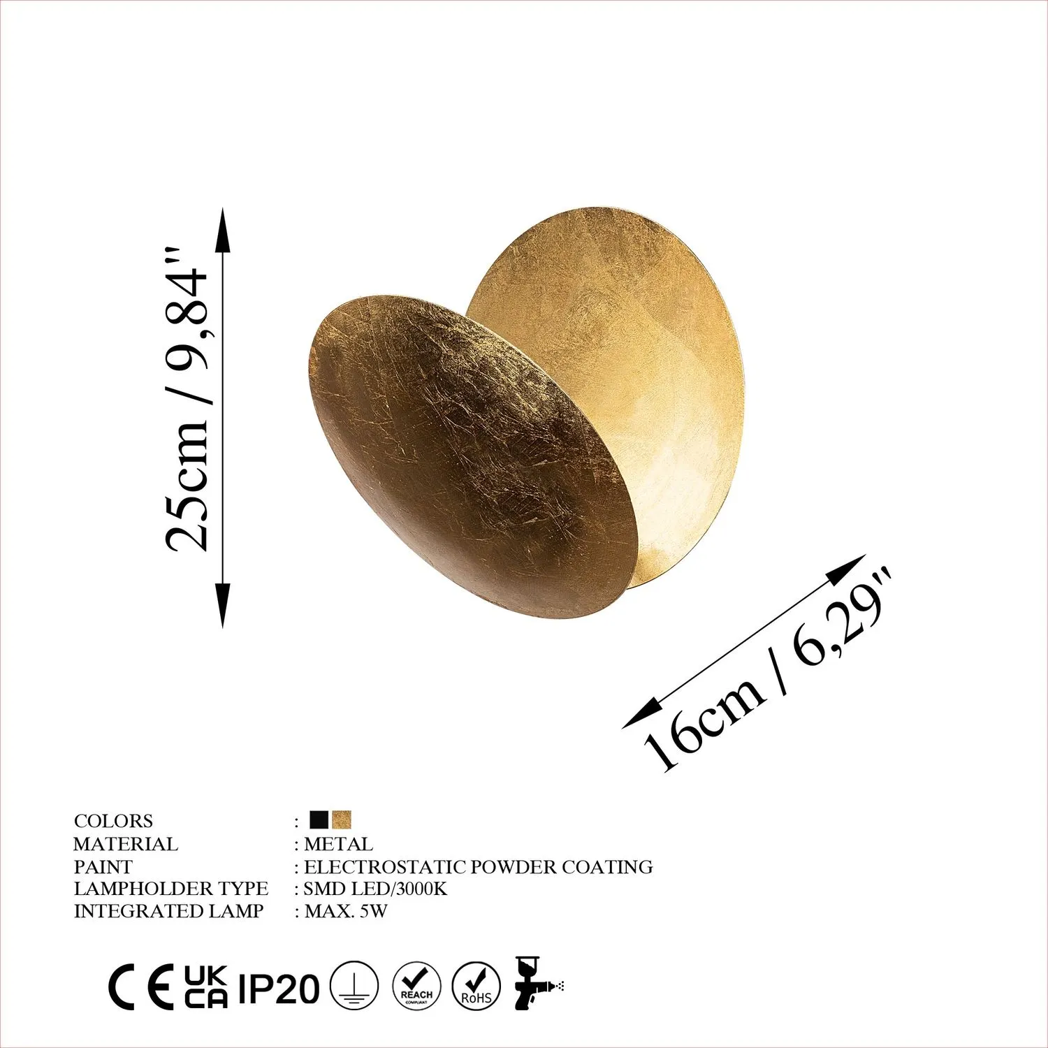 Lampa ścienna plafon YOSMA kolor złoty - ASI_119FRS1546