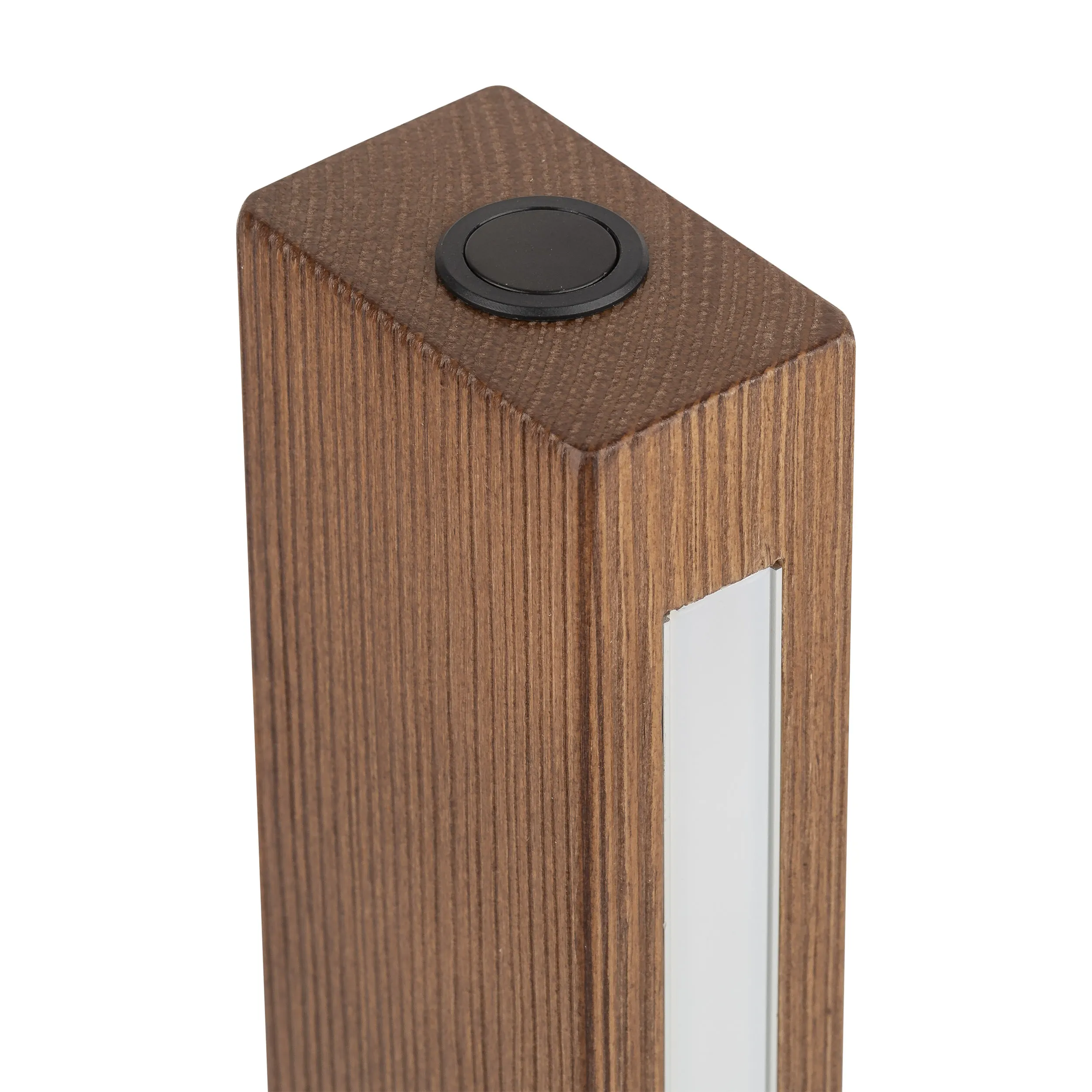 Lampka nocna TEO LED 15W orzech drewniana na czarnej okrągłej podstawie z włącznikiem - TK_1411