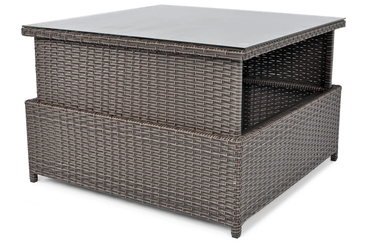 Stolik ogrodowy podnoszony MALAGA technorattan brązowy