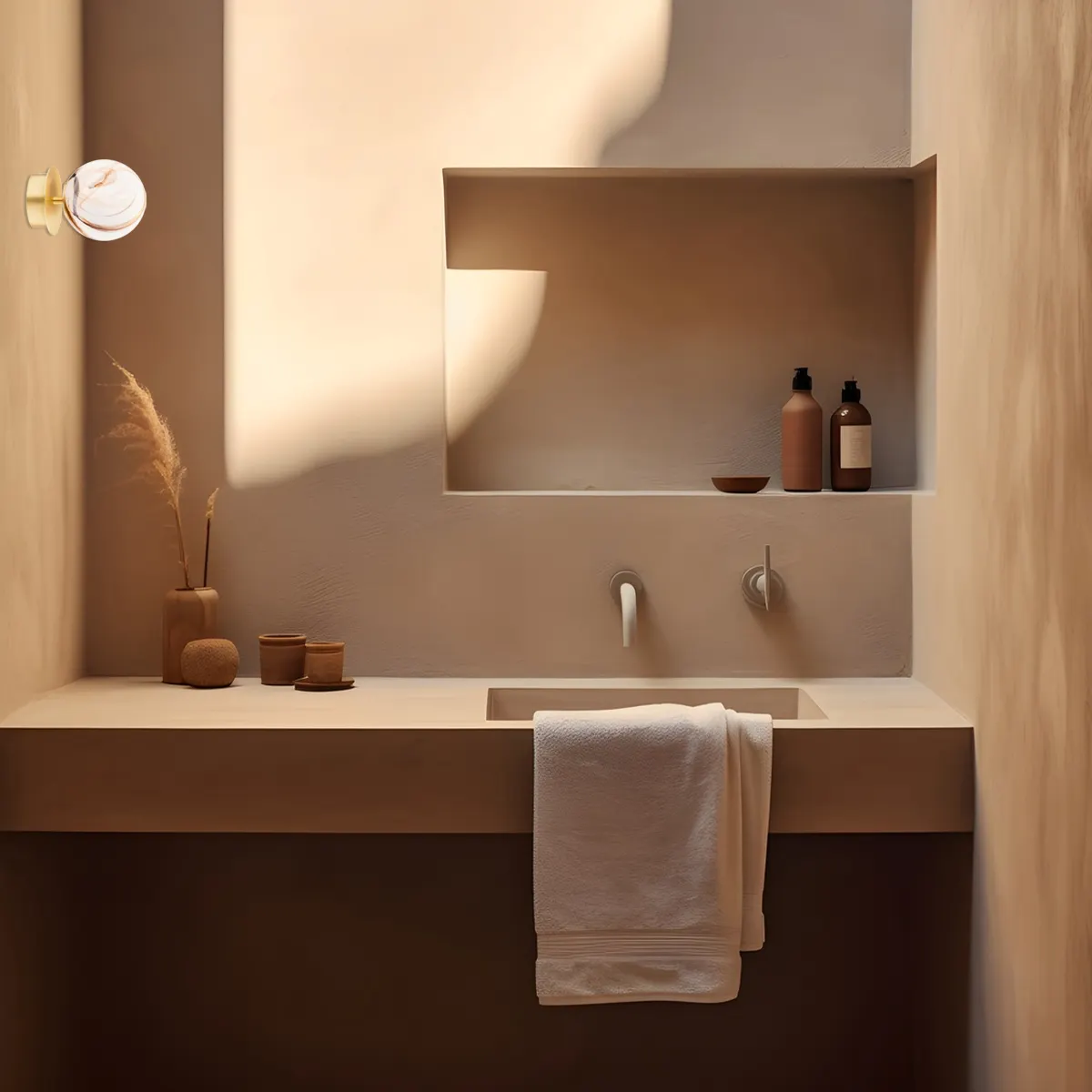 Kinkiet / Plafon FABIO mosiądz szczotkowany biało-brązowy marmur 16x12cm - 8453