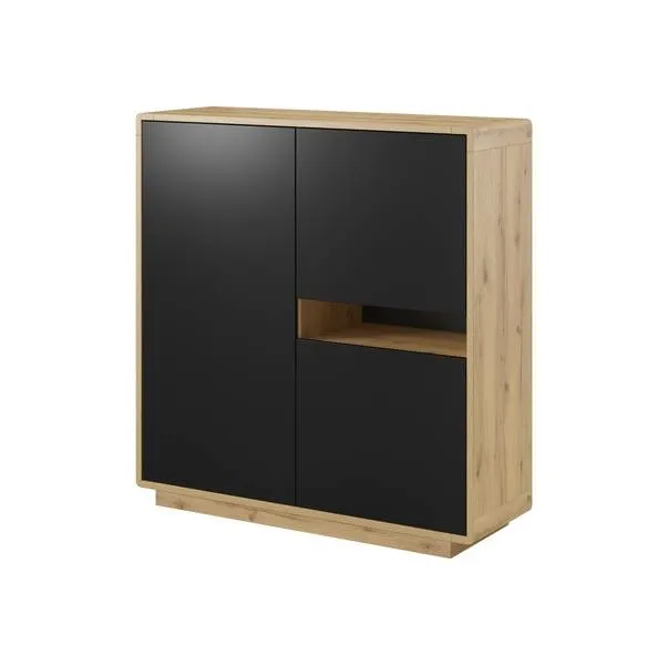 Komoda ASTON 42 trzydrzwiowa z wnęką czarna supermatowa taurus 125x121x40cm Komoda ASTON 42 trzydrzwiowa z wnęką czarna supermatowa taurus 125x121x40cm
