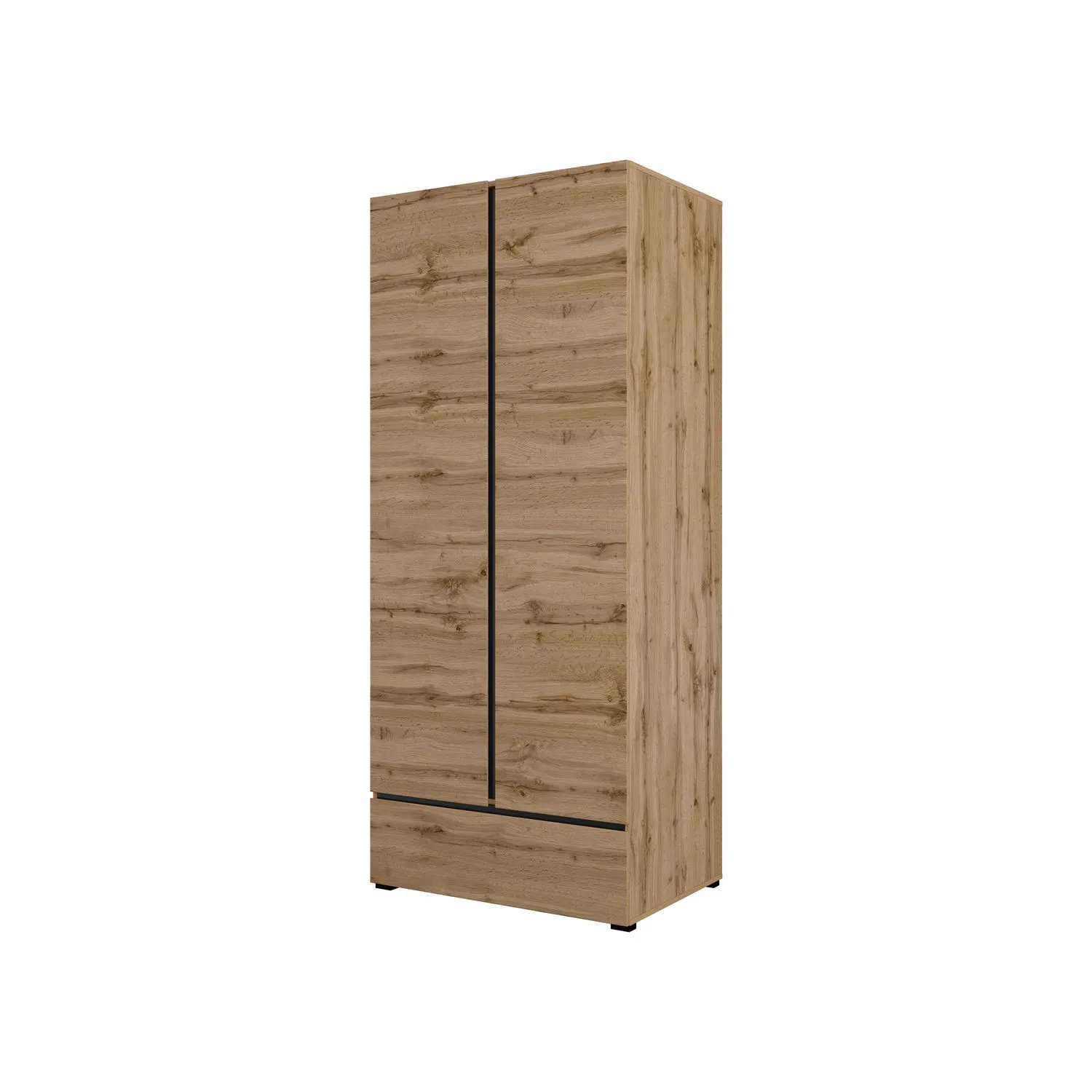 Szafa 2-drzwiowa z szufladą CROSS S 18 dąb wotan czarny - 24N6MY18