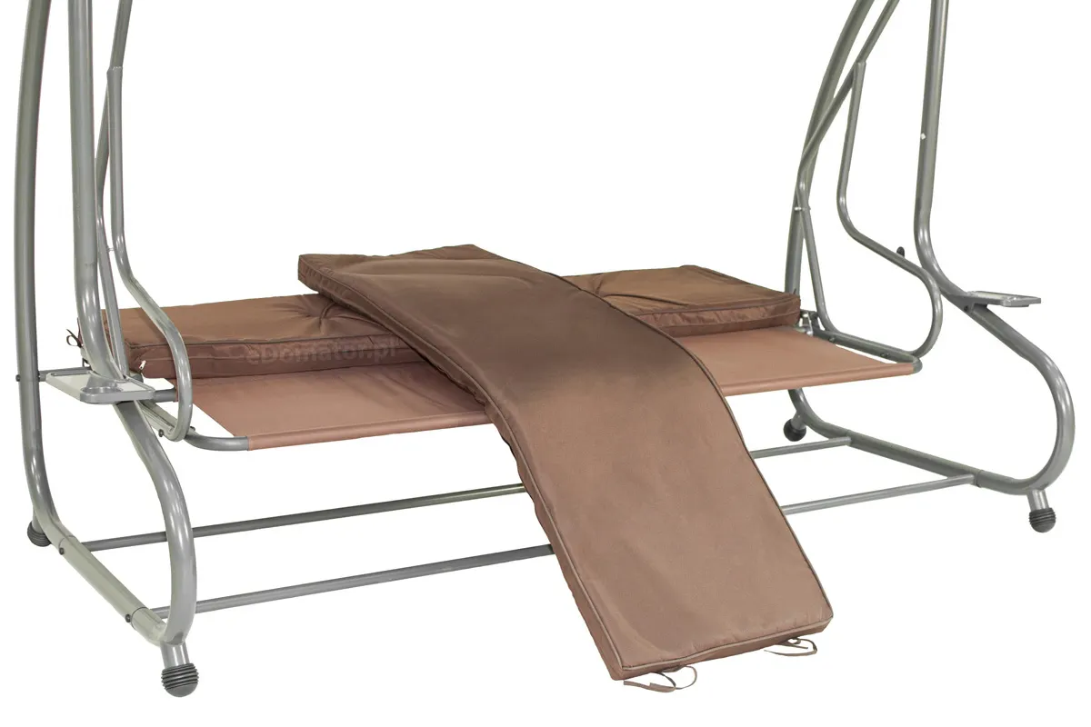 Huśtawka ogrodowa rozkładana GRACJA z regulowanym daszkiem 230 cm - brązowa - FE5906948100503