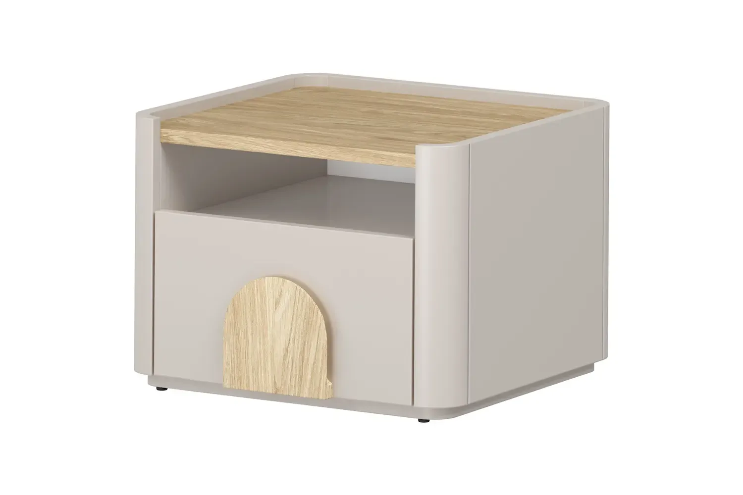 Szafka nocna z 1 szufladą i półką AMILIO 50 - cashmere dąb olejowany uchwyty dąb jasny