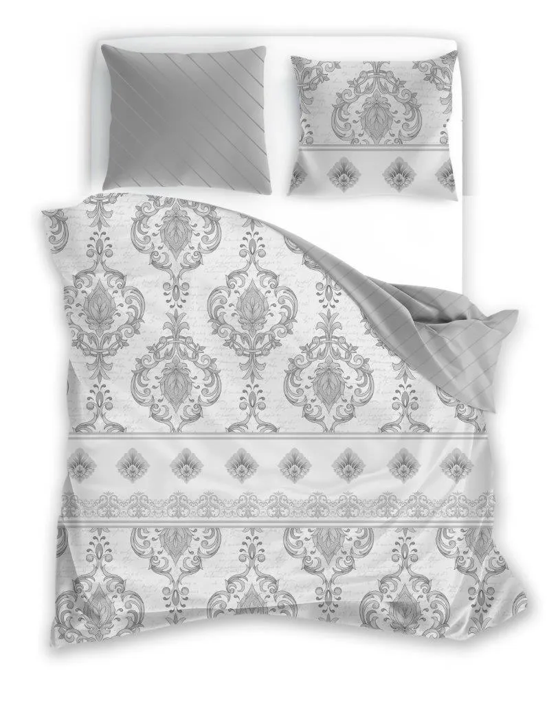 Pościel komplet PURE SATEEN 014 satyna bawełniana 160X200+2x70X80 szary Poduszka, Wystrój domu, Meble