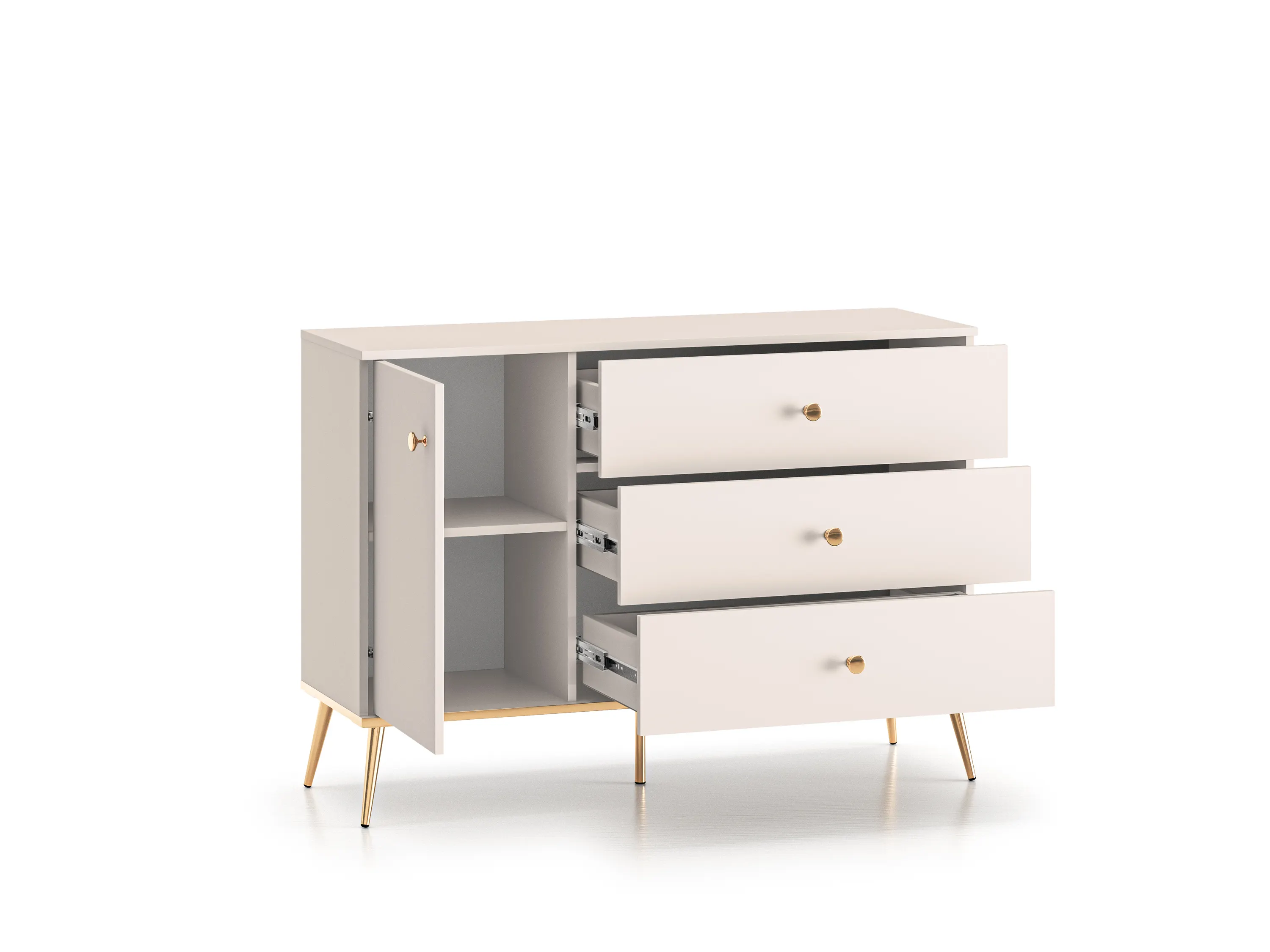 Komoda 1-drzwiowa z 3 szufladami SELGIN 04 kaszmirowy, złoty - 1SELG04-001