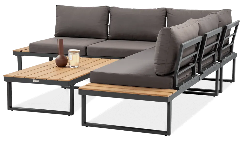 Narożnik ogrodowy modułowy EMERSON ze stolikiem ciemnoszary - FG003442