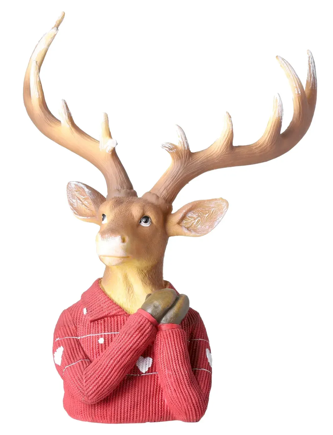 Figurka POPIERSIE RENIFERA w czerwonym sweterku DUŻA Figurka POPIERSIE RENIFERA w czerwonym sweterku DUŻA