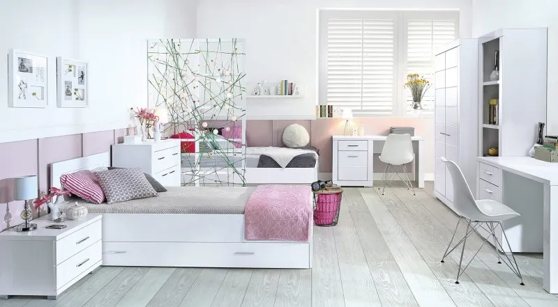 Komoda 2-drzwiowa z 4 szufladami SNOW - biały, chrom - SNWK36-C50