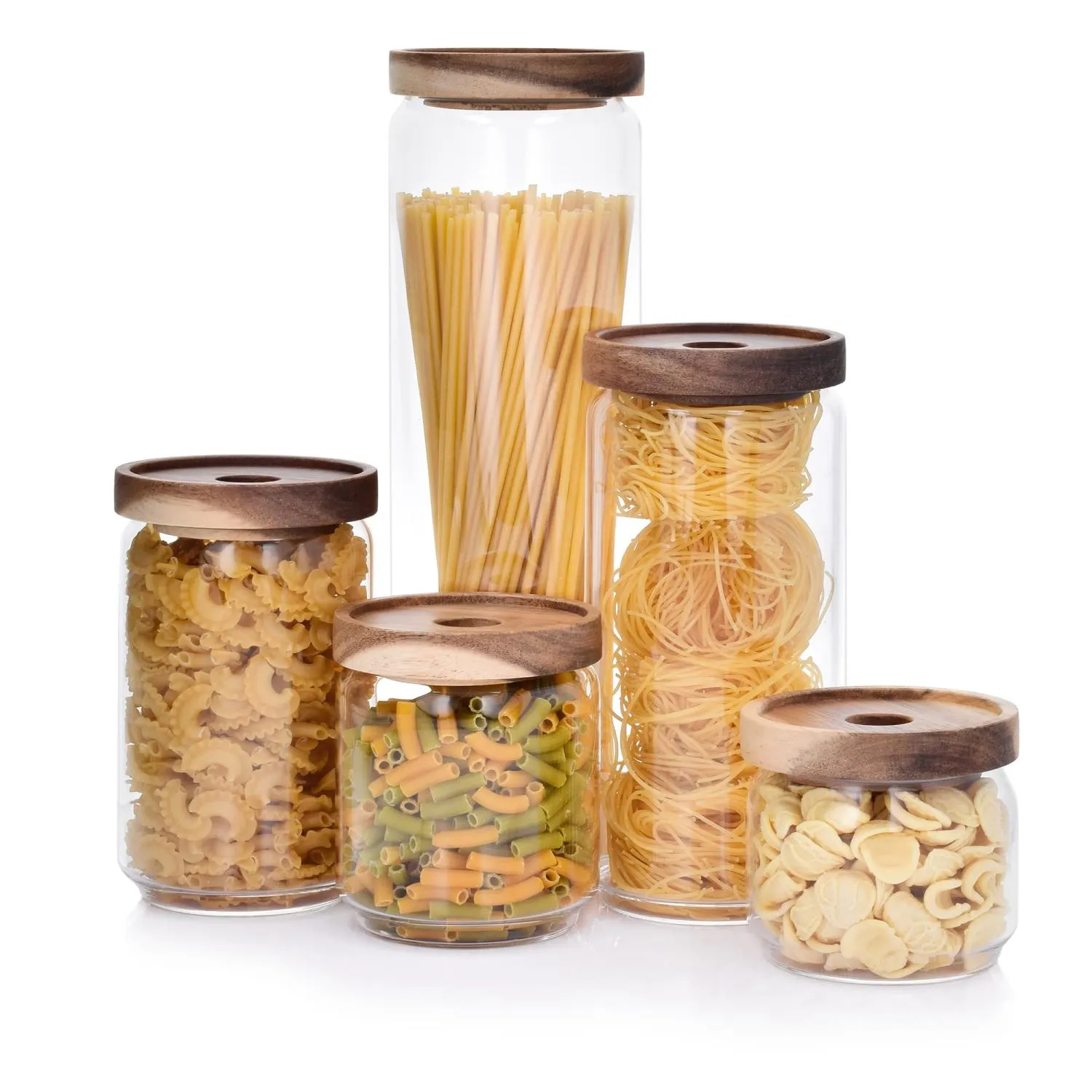 image słoik, makaron, kolorowe korale, zestaw kuchenny, spaghetti