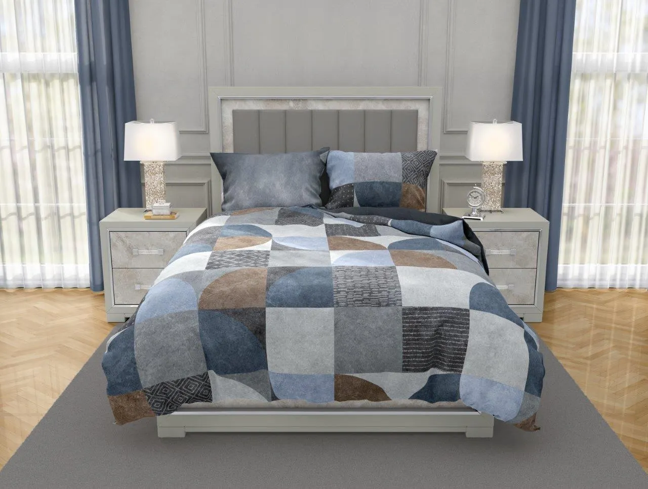 Pościel komplet 160x200+2x70x80 NOBILE 009 satyna bawełaniana fotoprint wielokolorowy - FARO_31213