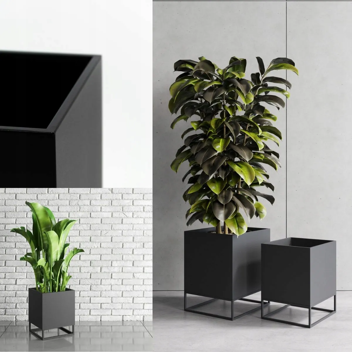 DONICZKA-osłonka na donice metalowa BORDEAUX S czarna - LD_TZ000035