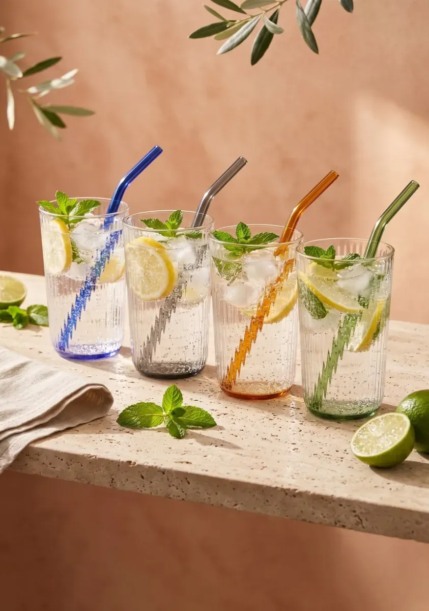 Zestaw 6 szklanek ze słomkami VIBRA 500 ml kolorowy - ND_32217