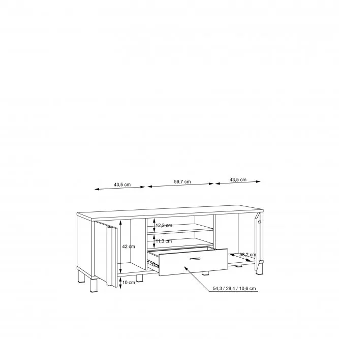 Szafka 2-drzwiowa z szufladą RTV HAYATO 155x56x42 świerk alpejski, czarny - HYTT231R-M215
