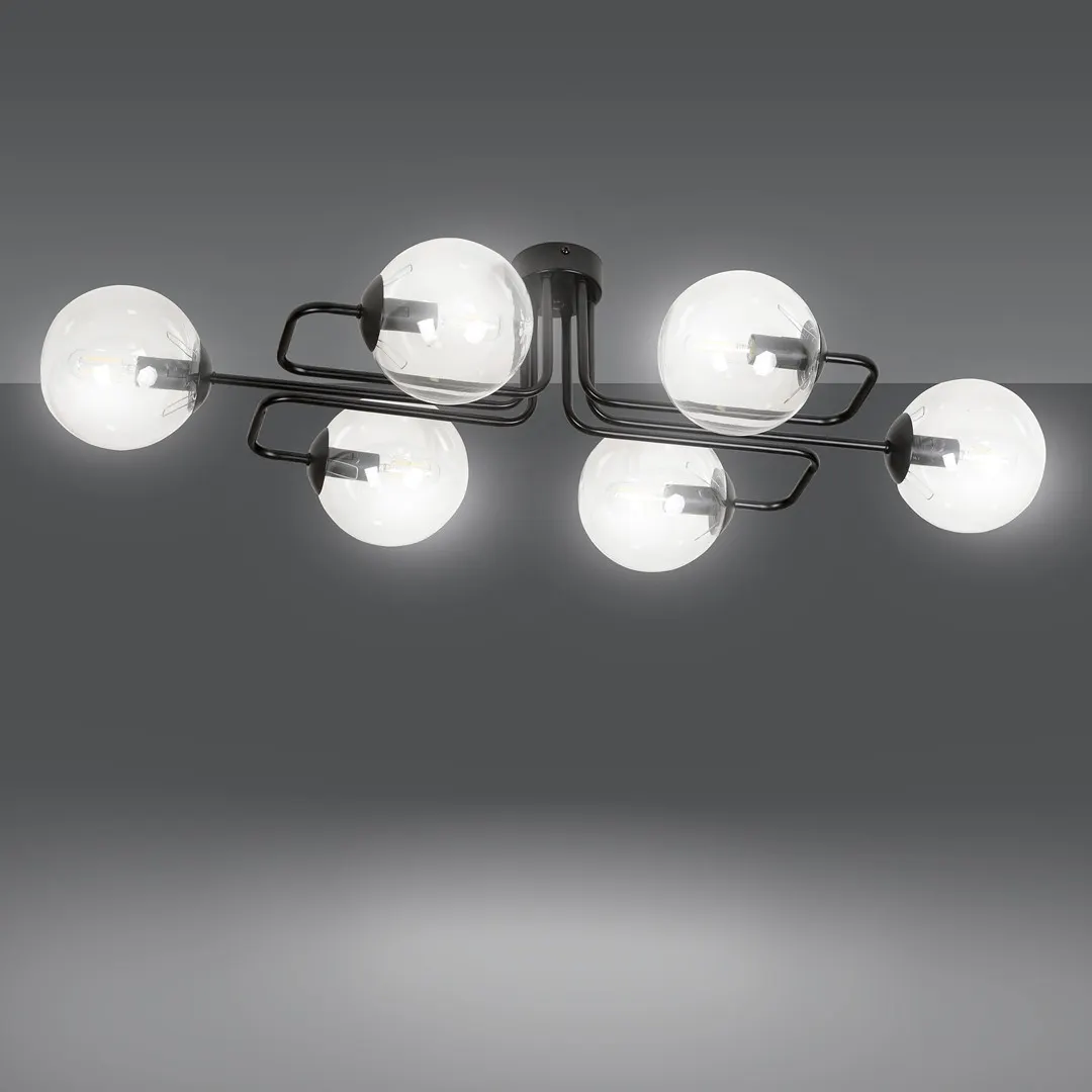 Lampa sufitowa BRENDI 6 czarny transparentny — zdjęcie 3