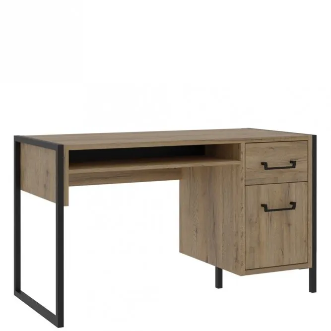 Biurko z szafką i szufladą ORIENTAL TREE Dąb Bartex, czarny Biurko z szafką i szufladą ORIENTAL TREE Dąb Bartex, czarny