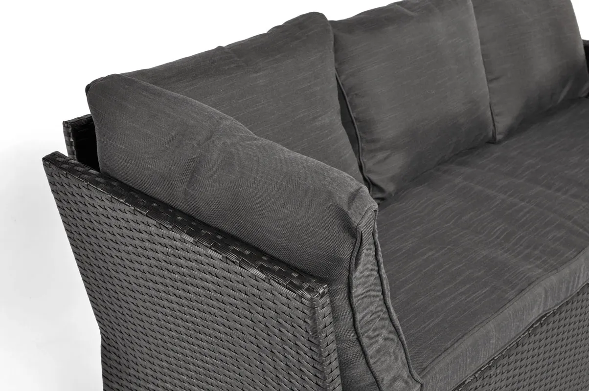 Narożnik ogrodowy wypoczynkowy SZTOKHOLM ze stołem technorattan czarny - FE5906480909794