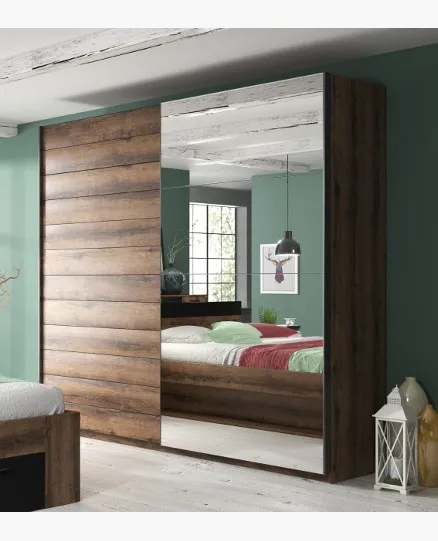 Szafa BETA 76 rozsuwana dąb san monastery z lustrem 210x200x61cm