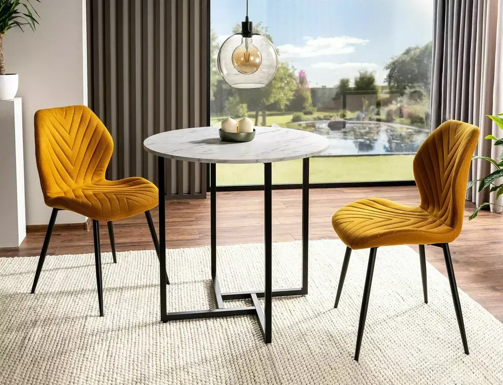 STÓŁ ALTO II BIAŁY EFEKT MARMURU/CZARNY FI80 - ALTOIIBMAC80